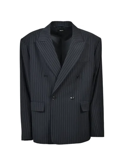Breath Oversized-fit Pinstripe Double-breasted Blazer In Blue