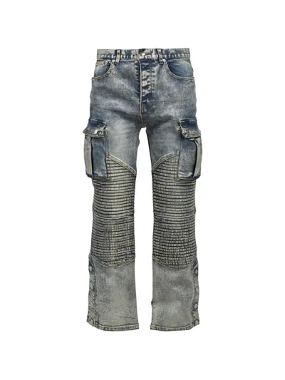 Breath Panelled Cargo Jeans In Gray