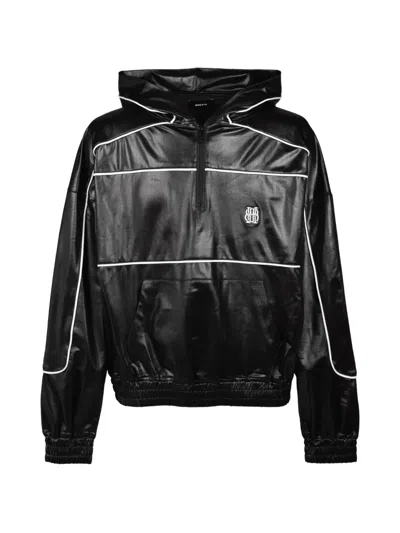 Breath Piping-detail Hoodie In Black