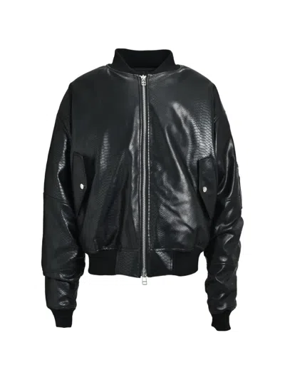 Breath Python-effect Faux-leather Bomber Jacket In Multi