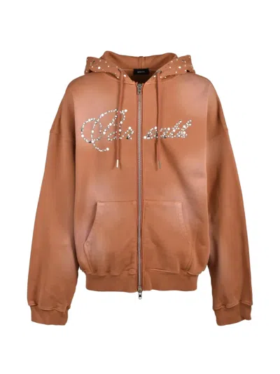 Breath Rhinestone-embellished Faded Hoodie In Brown