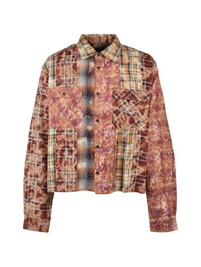 Breath Rhinestone-embellished Patchwork Shirt In Red