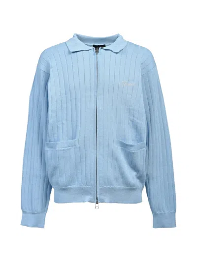 Breath Ribbed Zip-up Cardigan In Blue