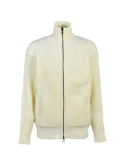 Breath Ribbed-knit Zip-up Cardigan In White