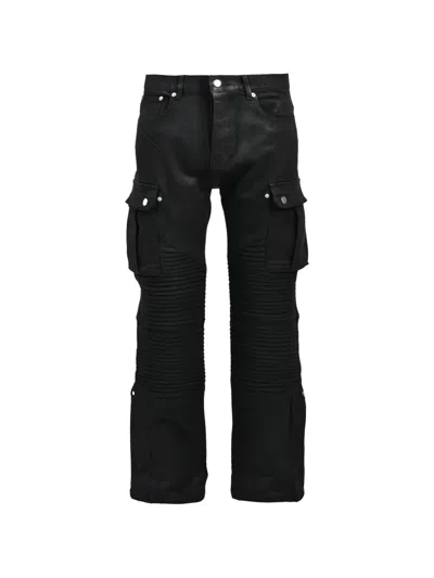 Breath Ribbed-panel Cargo Pants In Black