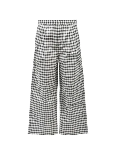 Breath Script Logo Check-pattern Wide-leg Trousers In White