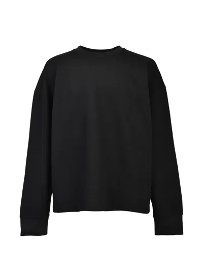 Breath Waffle-knit Long-sleeved T-shirt In Black