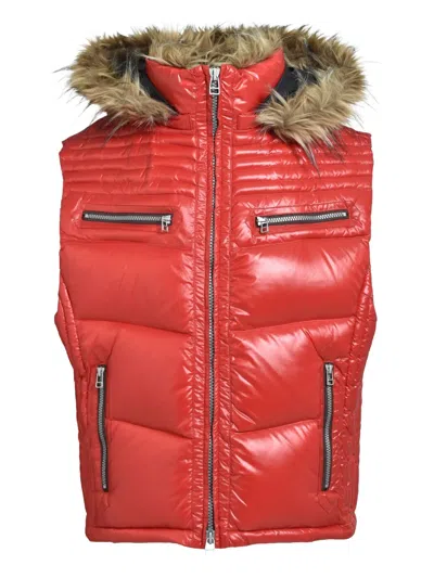 Breath Zip-pocket Gilet In Red