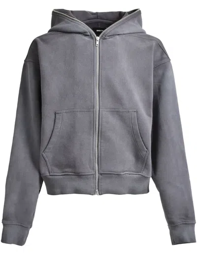 Breath Zipped Cotton Hoodie In 黑色