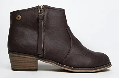Breckelles Women's Dorado Leatherette Zip Ankle Riding Bootie In Brown In Multi