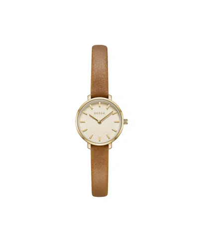 Breda Beverly 1730n Gold And Brown Leather Band Watch, 25mm