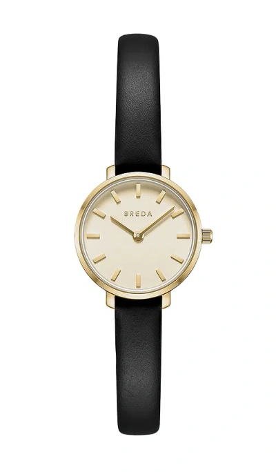 Breda Beverly Leather Watch In Black