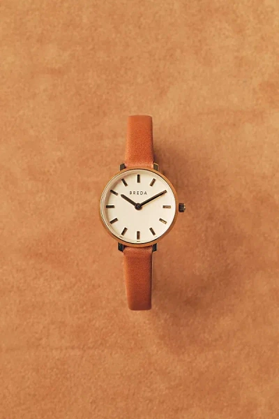Breda Beverly Leather Watch In Gold And Leather, Women's At Urban Outfitters In Orange