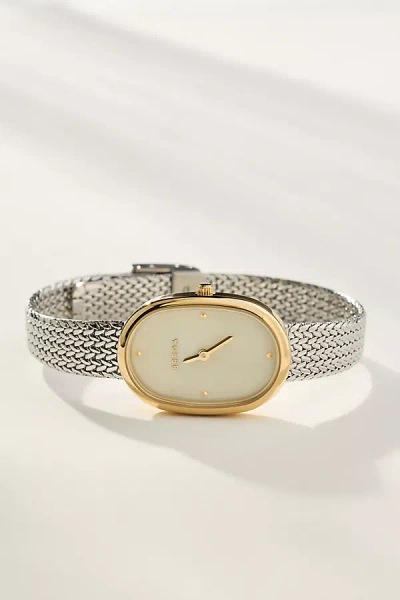 Breda Jane Oval Tethered Metal Watch In Silver