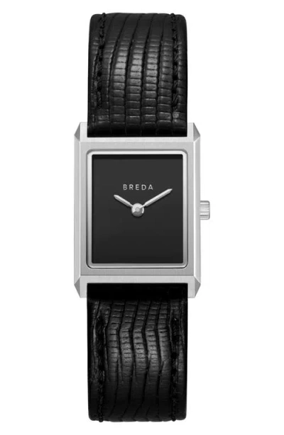 Breda Small Virgil Leather Strap Tank Watch, 20mm X 26mm In Black