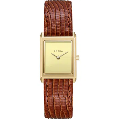 Breda Small Virgil Leather Strap Two-tone Tank Watch, 20mm X 26mm In Brown