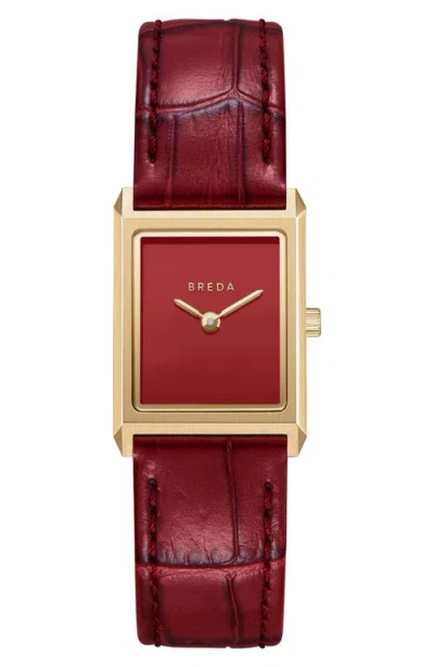 Breda Virgil Leather Strap Watch, 16mm X 8mm In Burgundy