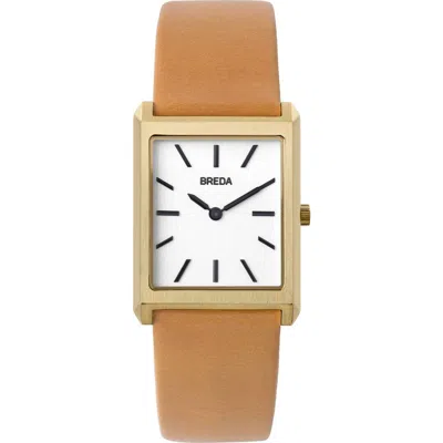 Breda Virgil Leather Strap Watch, 26mm In Gold/clay/ivory