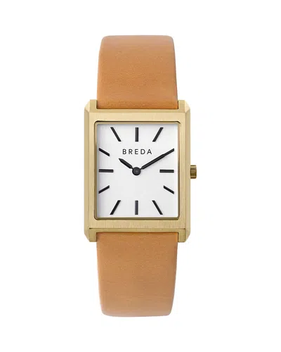 Breda Virgil Leather Strap Watch, 26mm In Gold/clay/ivory