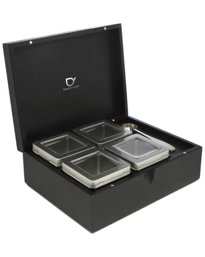 Bredemeijer Tea Box With 4 Canisters & Measuring Spoon In Black