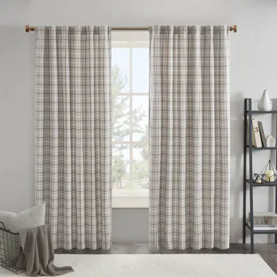 Breebe 1 Pcs 50x108' Plaid Rod Pocket And Back Tab Curtain Panel With Fleece Lining Brown In Multi