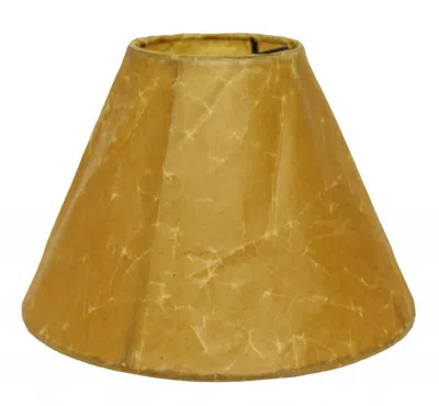 Breebe 10" Brown Slanted Empire Crinkle Oil Paper Lampshade In Yellow