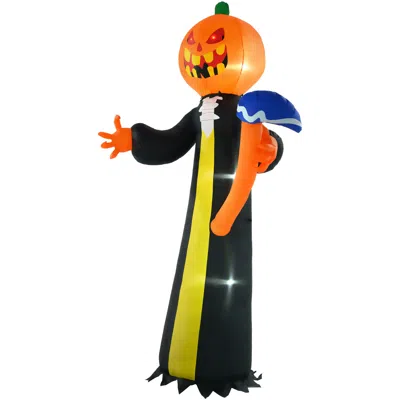 Breebe 10 Ft Halloween Pumpkin Head Ghost Inflatable With Hammer Led Yard Decoration In Multi