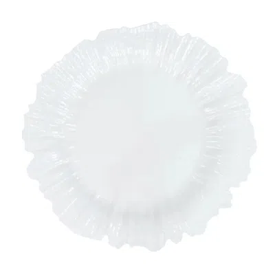 Breebe 10 Pack Economy Reef Plastic Charger Plates - 13" Pearl White Dinner Plate Chargers For Weddings, Pa