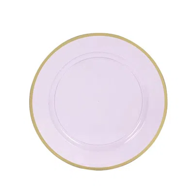 Breebe 10 Pack Purple Economy Plastic Charger Plates With Gold Rim, 12" Round Transparent Dinner Chargers E