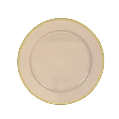 Breebe 10 Pack Taupe Economy Plastic Charger Plates With Gold Rim, 12" Round Dinner Chargers Event Tabletop In Brown