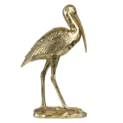 Breebe 10 X 15.9 X 3.7" Standing Crane Figurine, Gold Finish