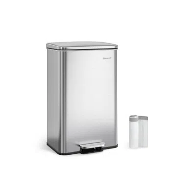 Breebe 10.5 Gallon Kitchen Trash Can With Lid In Silver