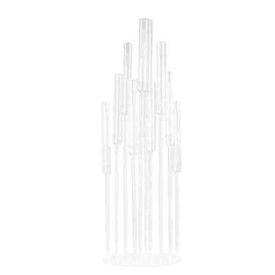 Breebe 10-arm Round Cluster Acrylic Candelabra Clear With Circular Base - Stylish Taper Candle Holder Table