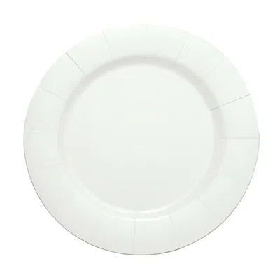 Breebe 10-pack Disposable Round Charger Plates In White With Leathery Texture - Durable 1100gsm Cardboard P