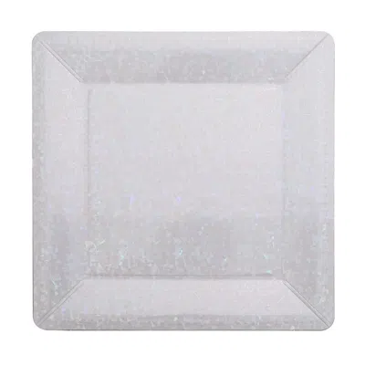 Breebe 10-pack Disposable Square Charger Plates In Iridescent With Leather Like Texture - 1100gsm Durable P
