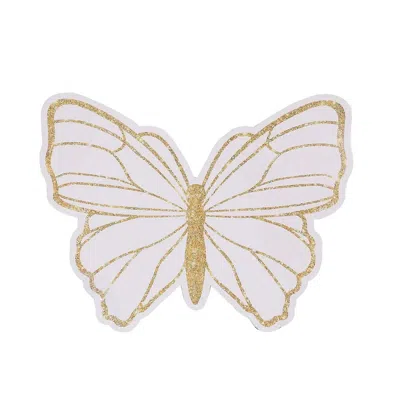 Breebe 10-pack Disposable Table Placemats With White Butterfly Design & Gold Glitters - 400gsm Cardboard Pl
