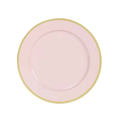 Breebe 10-pack Economy Plastic Round Charger Plates 12" In Blush With Wide Gold Rim, Decorative Dinner Part In Multi