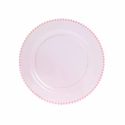 Breebe 10-pack Economy Round Plastic Charger Plates 13" In Transparent Blush With Beaded Rim, Stylish Dinne In Pink