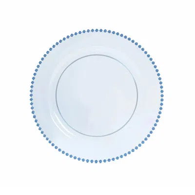 Breebe 10-pack Economy Round Plastic Charger Plates 13" In Transparent Dusty Blue With Beaded Rim, Stylish 