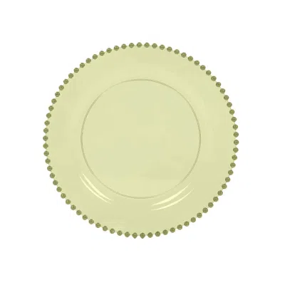 Breebe 10-pack Economy Round Plastic Charger Plates 13" In Transparent Dusty Sage Green With Beaded Rim, St