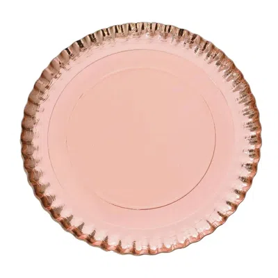 Breebe 10-pack Paper 13" Round Charger Plates In Rose Gold With Scalloped Rims - Heavy Duty Disposable 1100 In Pink