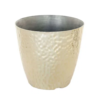 Breebe 11" Gold Hammered Design Large Indoor Flower Plant Pot, Decorative Greenery Planter