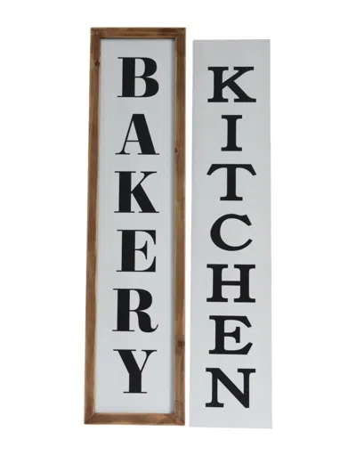 Breebe 11" X 26" Black Brown And White Reversible Kitchen Wood Hanging Wall Decor In Multi