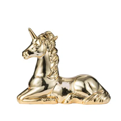 Breebe 11 X 4.5 X 9" Flora & Fauna Unicorn Figurine, Gold