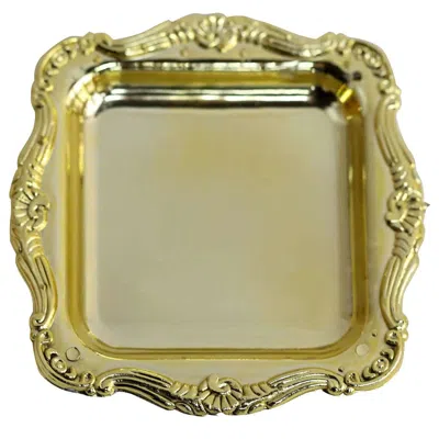 Breebe 12 Pack 3" Gold Baroque Mini Square Sweet Treats Serving Platter, Party Favor Candy Display Tray