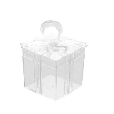 Breebe 12 Pack 3" Square Clear Bow Top Plastic Party Favor Boxes, Transparent Candy Container Gift Boxes