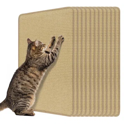 Breebe 12 Pieces Cat Scratcher Mat Set 24 X 16 Inch Natural Sisal Pads In Burgundy