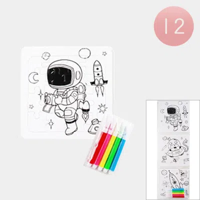 Breebe 12 Set Of 3 - Cute Astronaut Rocket Alien Coloring Puzzle Pen Sets In Multi