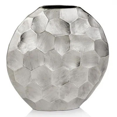 Breebe 12" Silver Aluminum Cylinder Table Vase