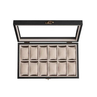 Breebe 12-slot Solid Wood Watch Box Ebony Black